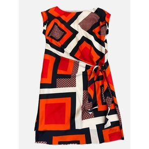 🖤Ann Taylor Women's Retro Mod 1960’s Silky Geometric Dress, Size Small Petite